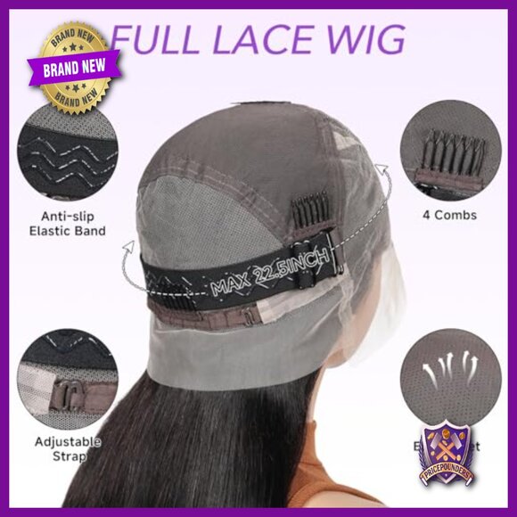 16 Inch Full Lace Human Hair Wig, Glueless Straight, Adjustable Cap main image 6